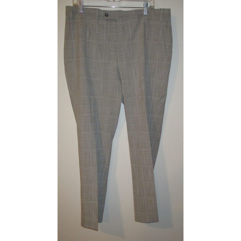 Sean John Men's Classic-Fit Suit Separate Dress Pants Slacks 36x30 Grey Plaid